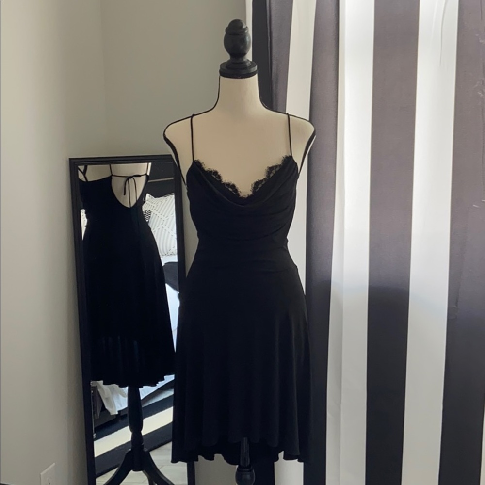 Sexy Hi-Low Dress w/Draped Bodice + Lace Detail